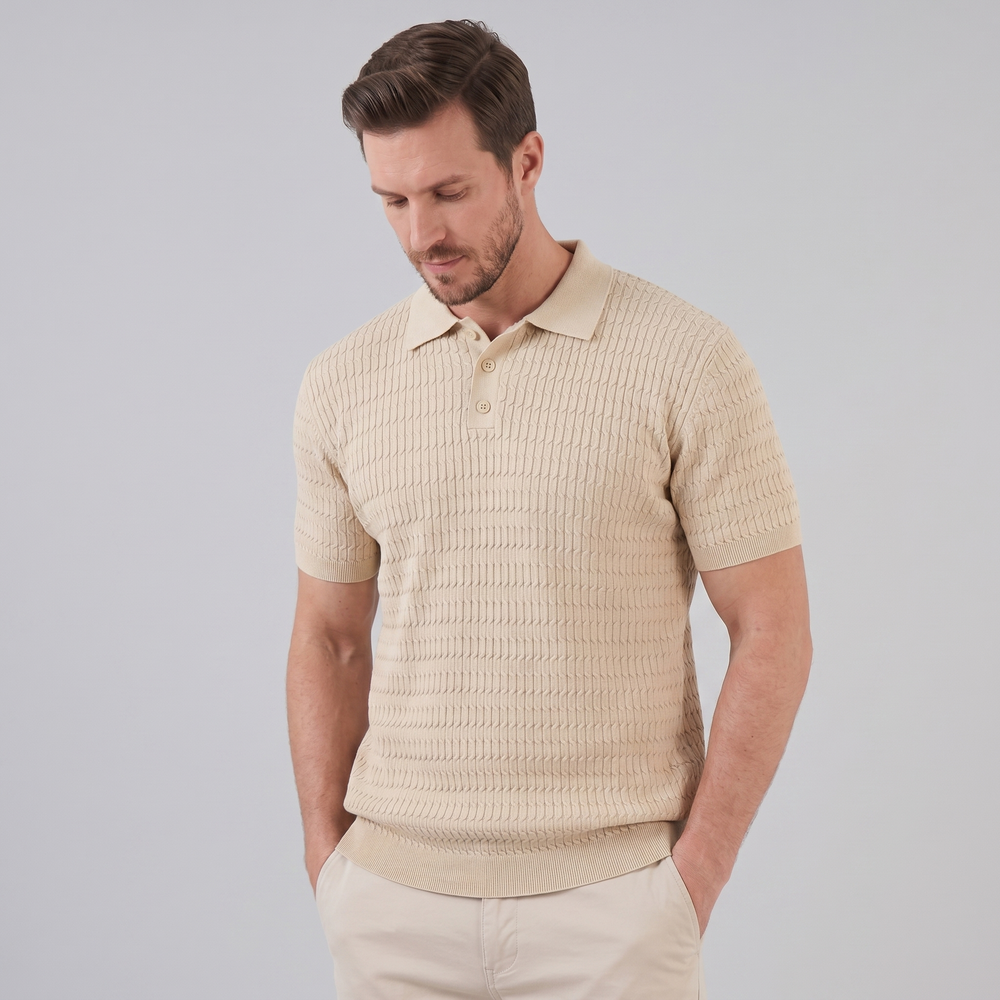 Cable Texture Knit Polo