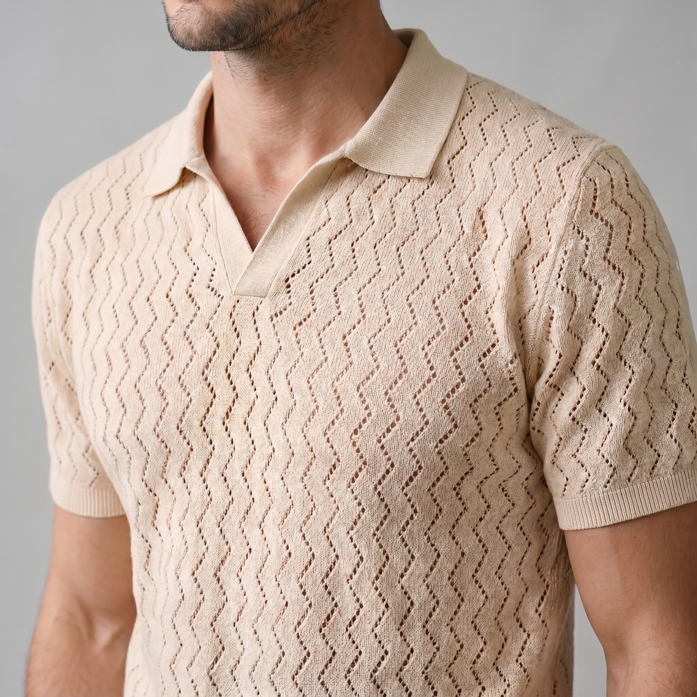 Chevron Open-Knit Polo