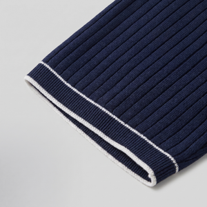 Contrast Trim Ribbed Knit Polo