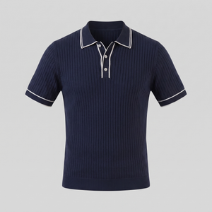 Contrast Trim Ribbed Knit Polo