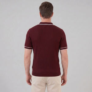 Contrast Trim Ribbed Knit Polo