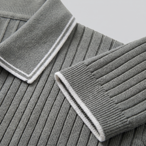 Contrast Trim Ribbed Knit Polo