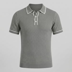 Contrast Trim Ribbed Knit Polo