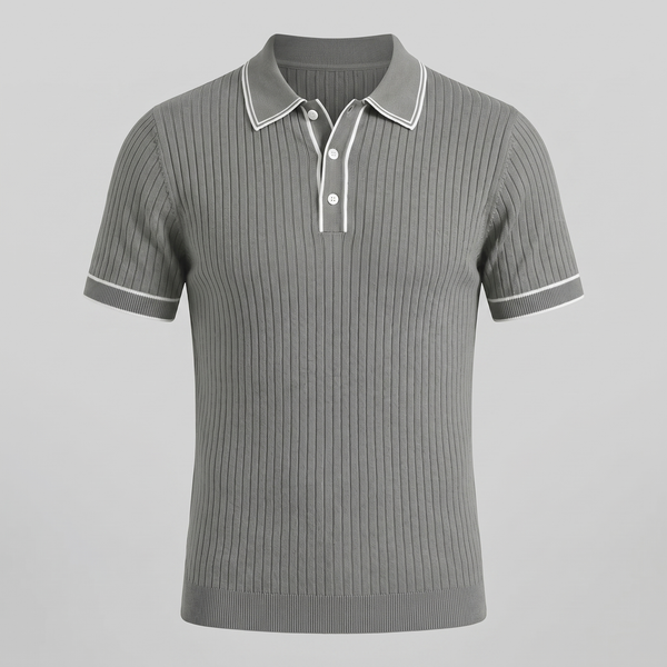 Contrast Trim Ribbed Knit Polo