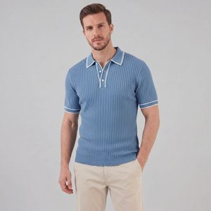 Contrast Trim Ribbed Knit Polo