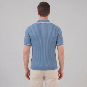 Contrast Trim Ribbed Knit Polo