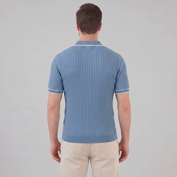 Contrast Trim Ribbed Knit Polo