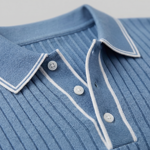 Contrast Trim Ribbed Knit Polo