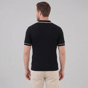 Contrast Trim Ribbed Knit Polo