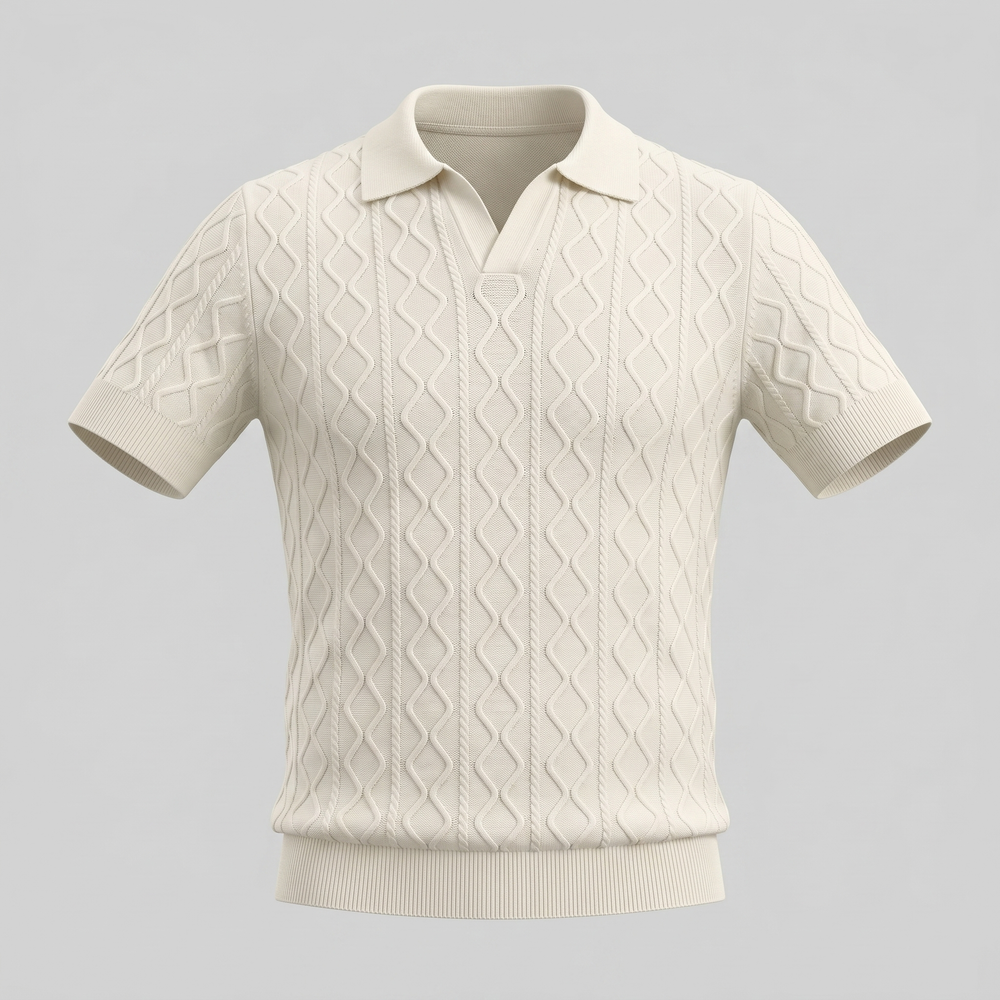 Diamond Cable Knit Polo