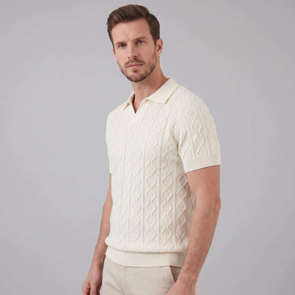 Diamond Cable Knit Polo