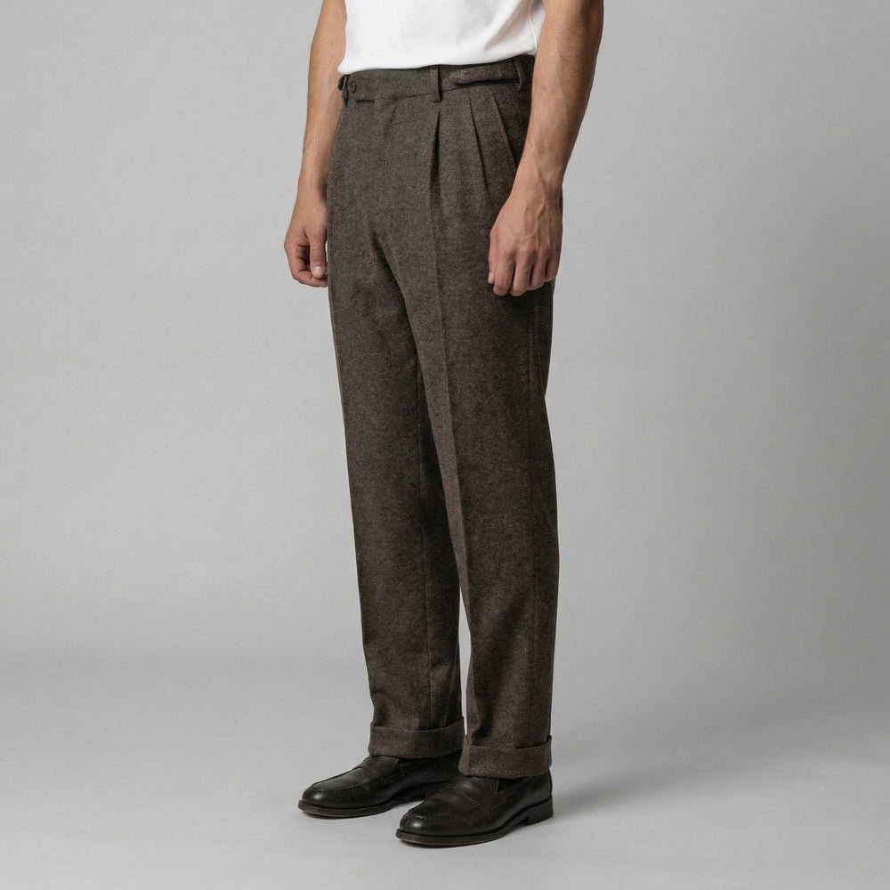 Elegant Pleated Trousers With Side Adjuster