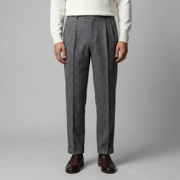 Elegant Pleated Trousers With Side Adjuster