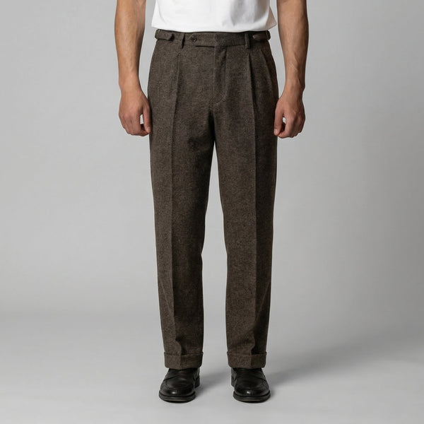 Elegant Pleated Trousers With Side Adjuster