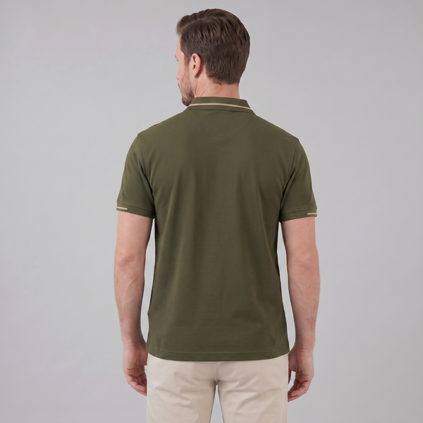 Green Polo Shirt With Contrast Trim
