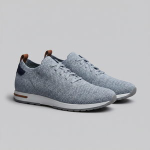 Knit Leather Lace-Up Trainers
