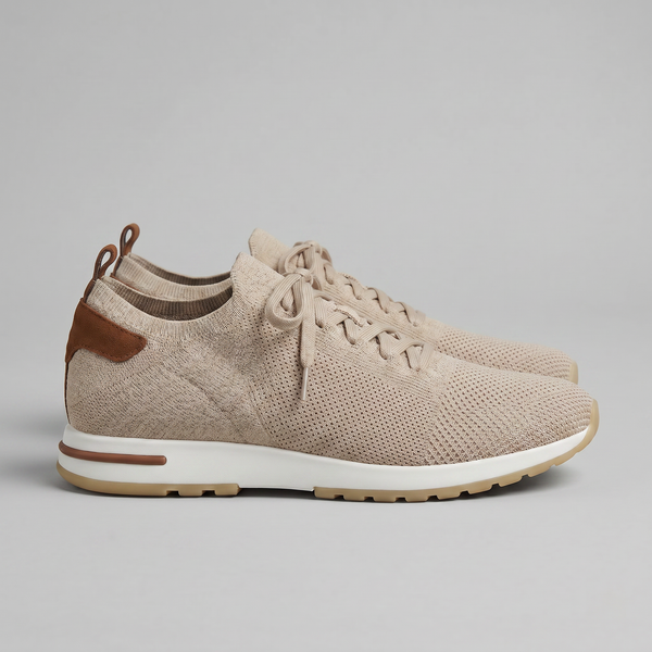 Knit Leather Lace-Up Trainers