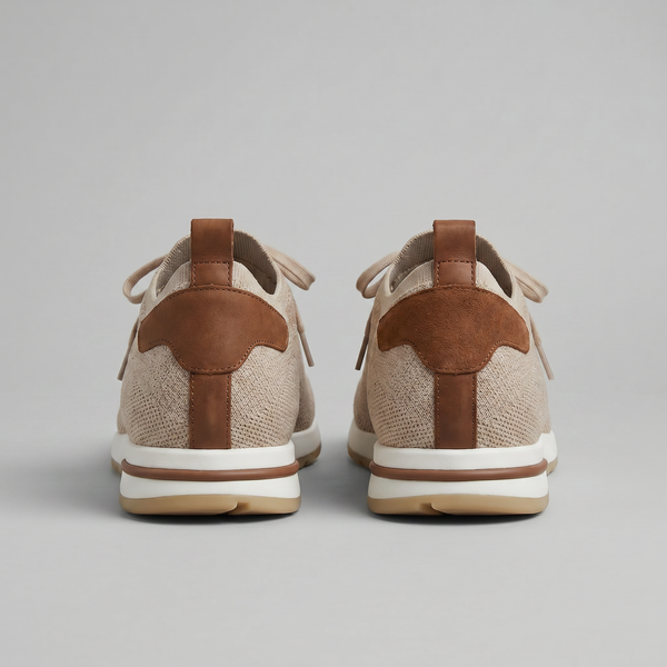 Knit Leather Lace-Up Trainers