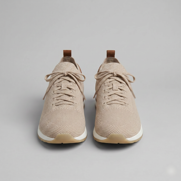 Knit Leather Lace-Up Trainers