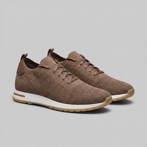 Knit Leather Lace-Up Trainers
