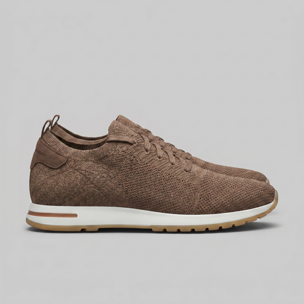 Knit Leather Lace-Up Trainers