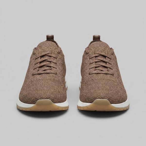 Knit Leather Lace-Up Trainers