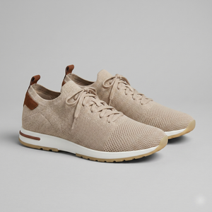 Knit Leather Lace-Up Trainers