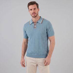 Knit Polo Shirt With Contrast Collar