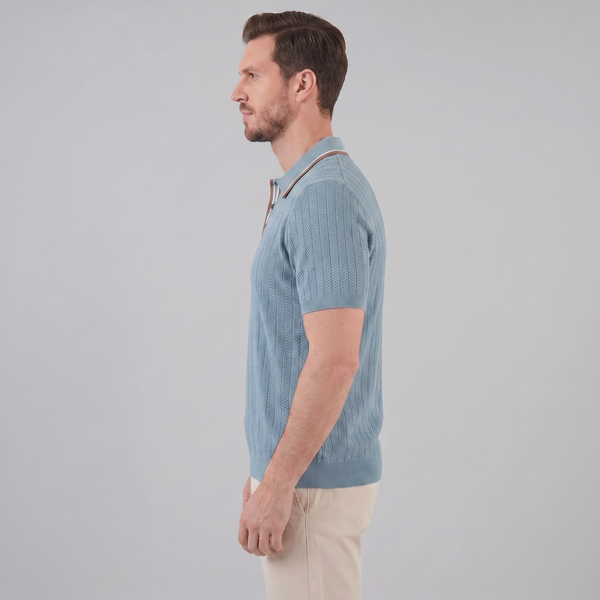 Knit Polo Shirt With Contrast Collar