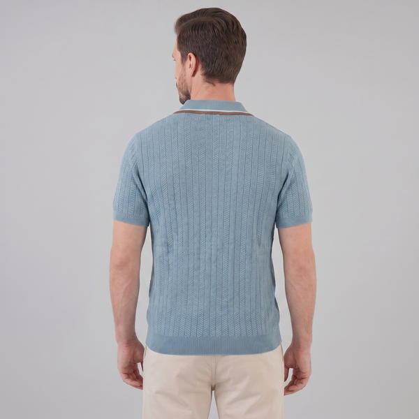 Knit Polo Shirt With Contrast Collar