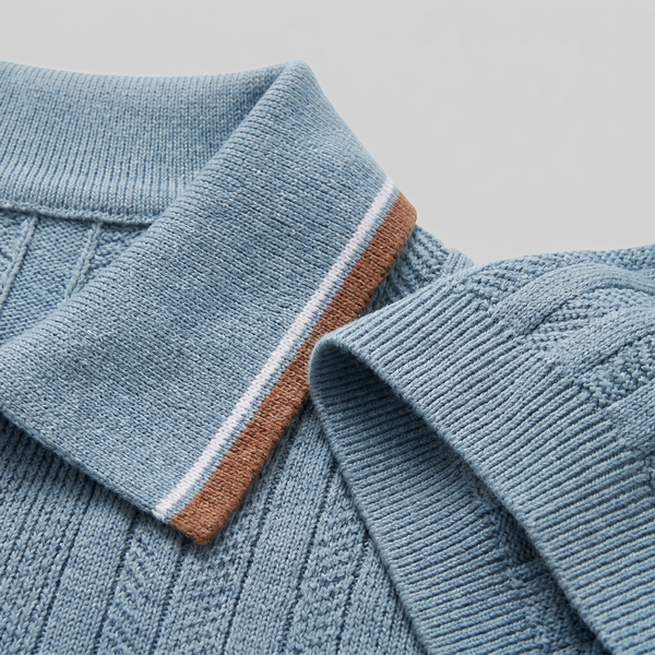 Knit Polo Shirt With Contrast Collar