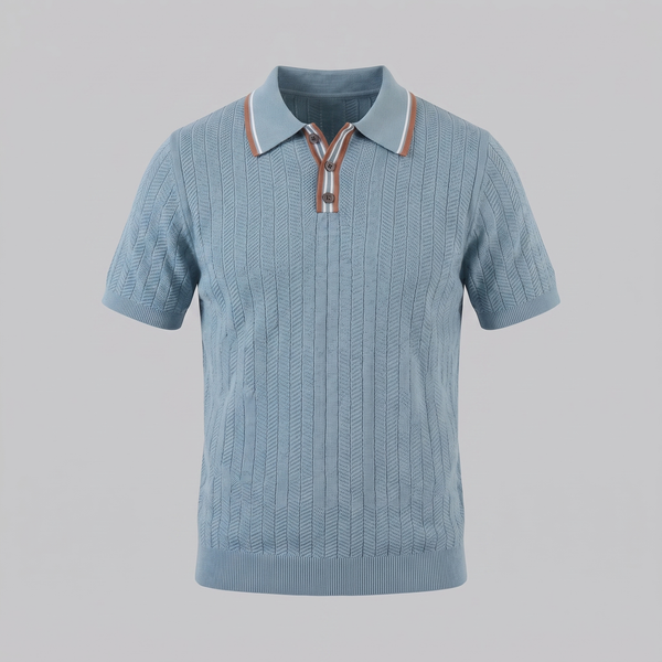 Knit Polo Shirt With Contrast Collar
