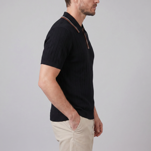 Knit Polo Shirt With Contrast Collar