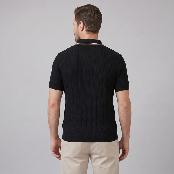 Knit Polo Shirt With Contrast Collar