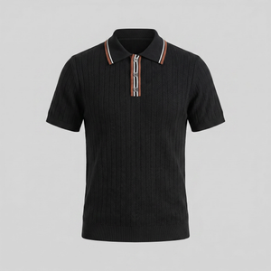 Knit Polo Shirt With Contrast Collar