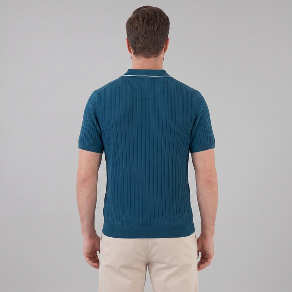 Knit Polo Shirt With Contrast Collar