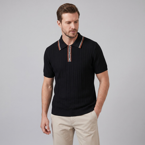 Knit Polo Shirt With Contrast Collar