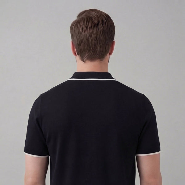 Knit Polo Shirt With White Trim