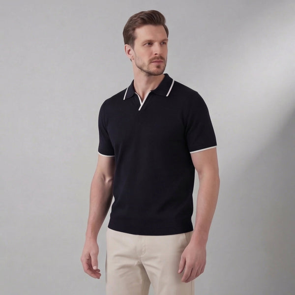 Knit Polo Shirt With White Trim