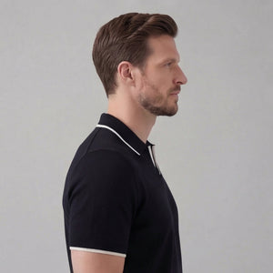 Knit Polo Shirt With White Trim