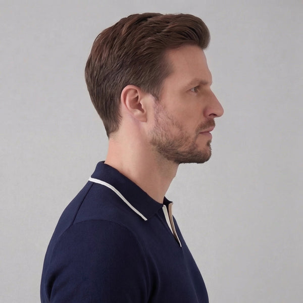 Knit Polo Shirt With White Trim