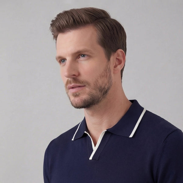 Knit Polo Shirt With White Trim