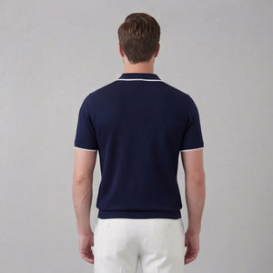 Knit Polo Shirt With White Trim