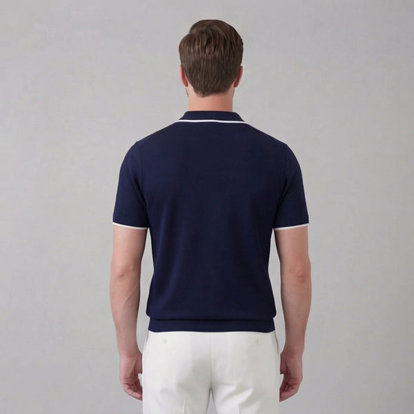 Knit Polo Shirt With White Trim