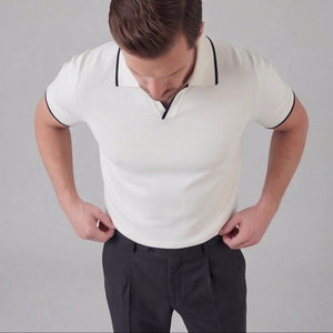 Knit Polo Shirt With White Trim
