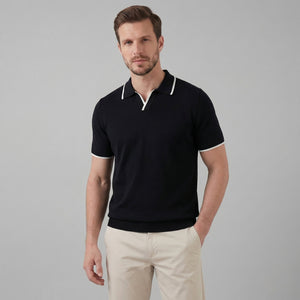 Knit Polo Shirt With White Trim