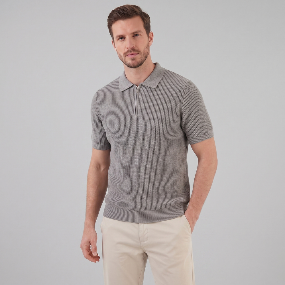 Knit Polo Zip Neck