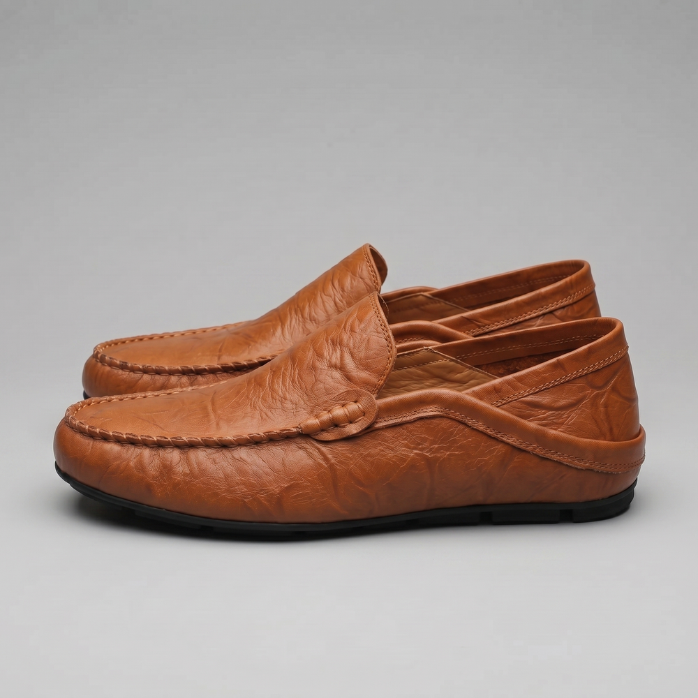 Leather Travel Loafers With Fold-Down Heel