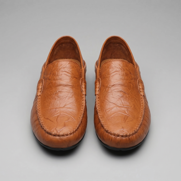 Leather Travel Loafers With Fold-Down Heel