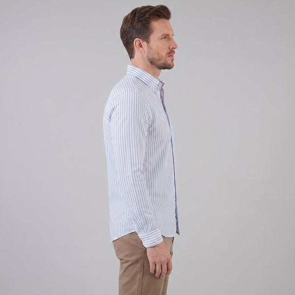 Linen Vertical Stripe Dress Shirt